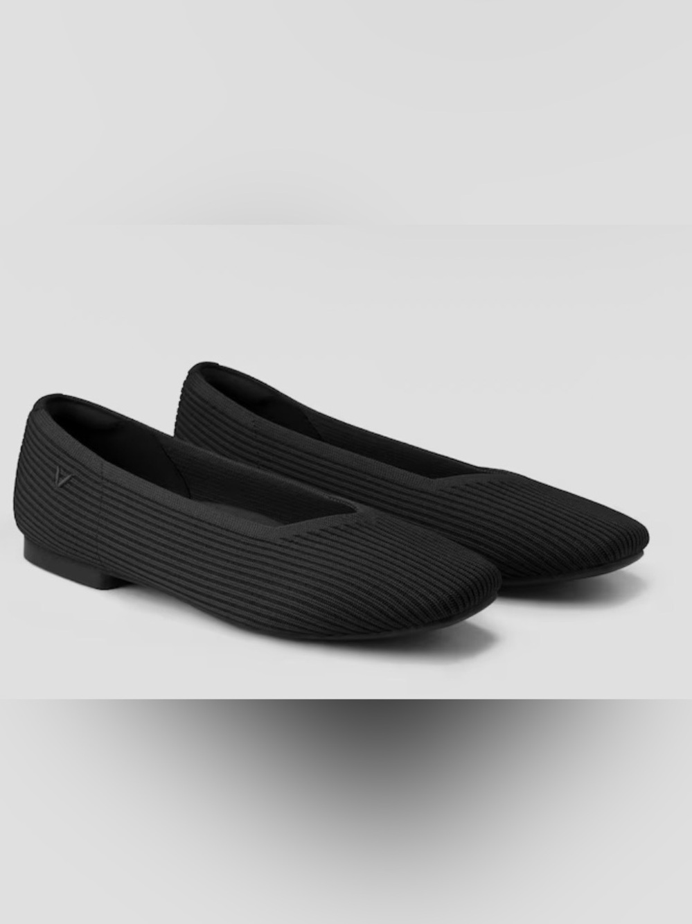 Vivia Black Ribbed Knit Slip-On Ballet Flats